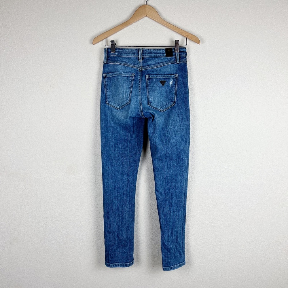 GUESS Embroidered Floral Distressed Hugh Rise Skinny Jeans Sz 26 - Picture 4 of 10